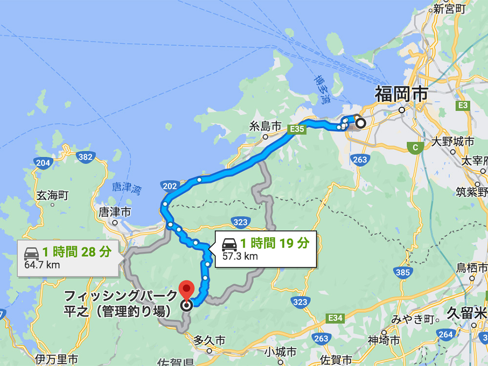 佐賀県 管理釣り場「フィッシングパーク平之」地図